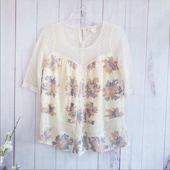 Anthropologie Meadow Rue Anja Lace Top Blouse L - Picture 1 of 7